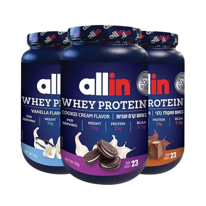 אבקת חלבון אול אין( 759 גרם) מבצע כמות = שלישיה / Allin Whey Protein