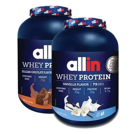 אבקת חלבון אול אין מבצע כמות זוגות 2+2 ק"ג / Allin Whey Protein